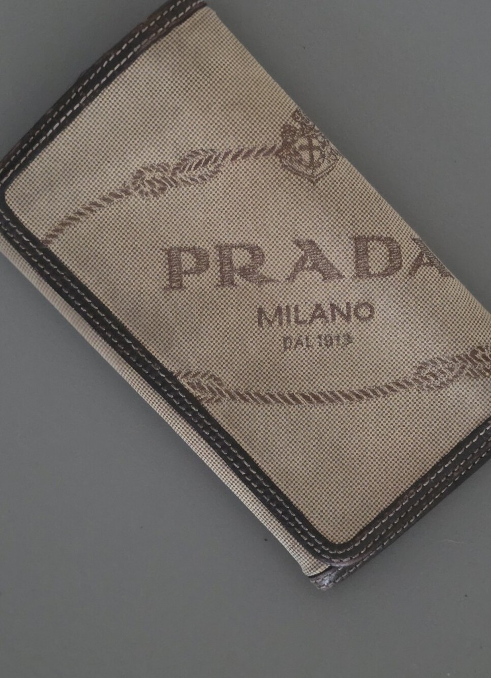 Prada Authentic Vintage Jacquard Canvas Wallet (Flaws) Rope & Anchor Motif
